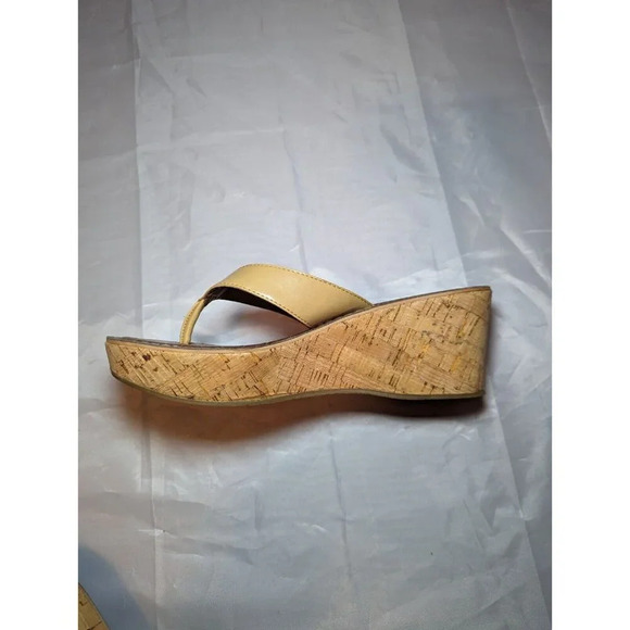 Sam Edelman Wedge Sandals Womens Size 8.5 M Romy Patent Leather Tan Flip Flop - Picture 5 of 12